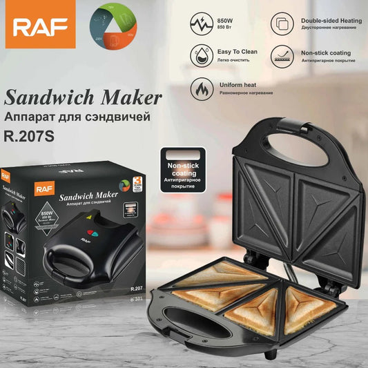Sandwich Maker With Non-Stick Plates Indoor Grill Kitchen