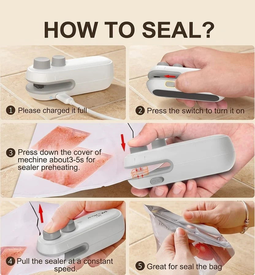 Portable Mini Heat Sealer Machine – 2-in-1 Bag Sealing & Cutting Machine for Food Storage