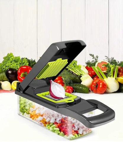 16  in 1 Multifunctional Vegetable Chopper, Cutter, Dicer & Slicer with 8 Interchangeable Blades