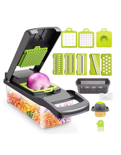 16  in 1 Multifunctional Vegetable Chopper, Cutter, Dicer & Slicer with 8 Interchangeable Blades