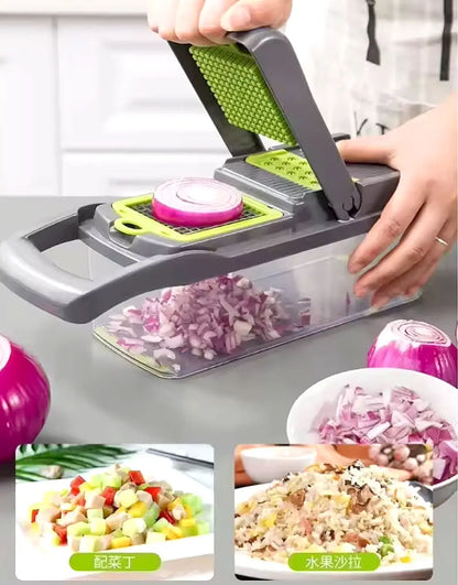 16  in 1 Multifunctional Vegetable Chopper, Cutter, Dicer & Slicer with 8 Interchangeable Blades